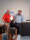 Larry Michael (red) Joe Weaver & James Lyles (sitting) Gbo Ty 4-21-12.jpg (44390 bytes)