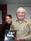 Hugh Burton with plaque & wife Peggy.jpg (98779 bytes)